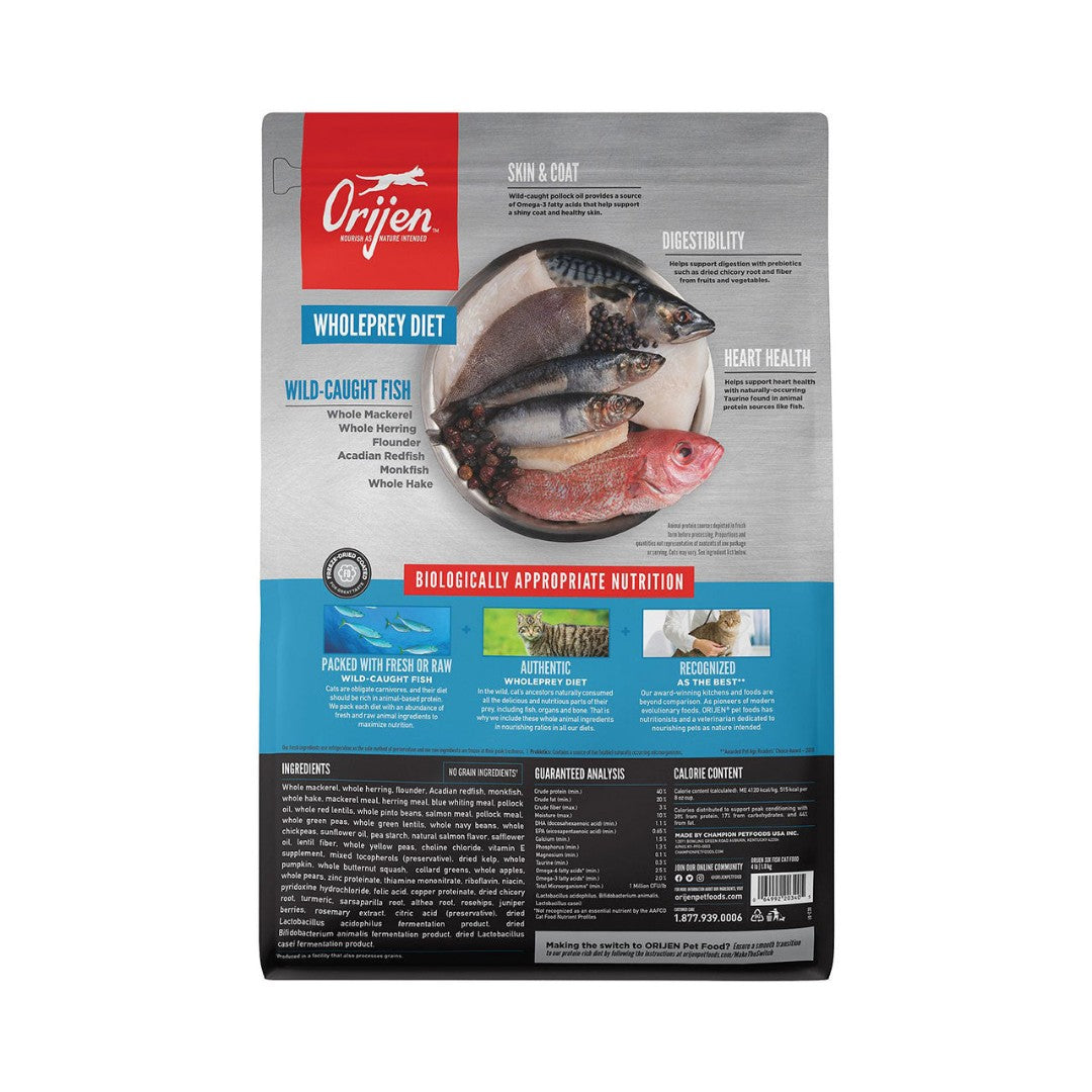 Orijen Six Fish Cat Dry Food recipe is formulated for all life stages, a diet rich in various animal proteins and nutrients 2.