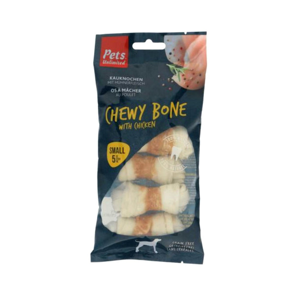 Pets Unlimited Chewy Bone With Chicken Dog Treats - Front Bag 