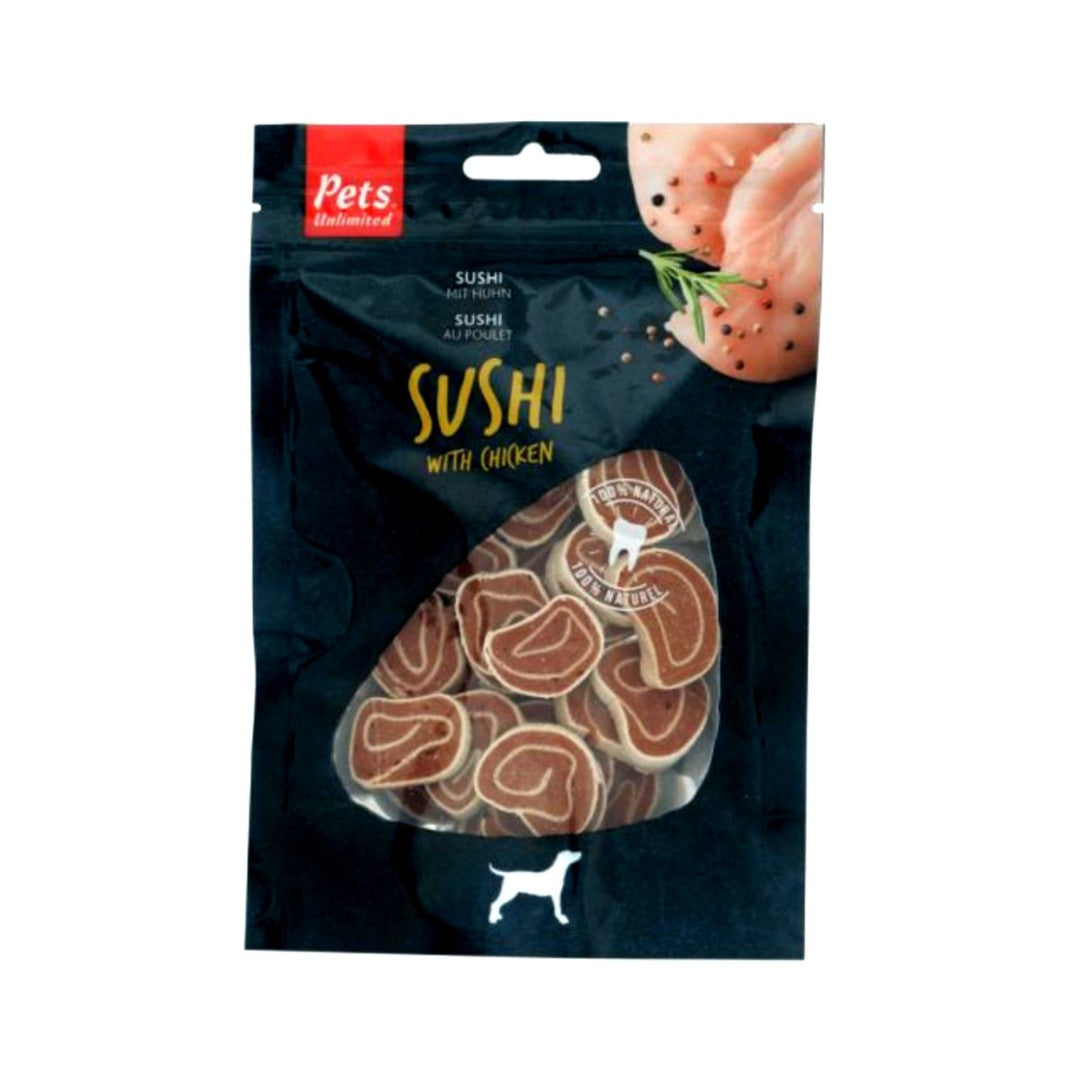 Pets Unlimited Sushi with Chicken Dog Treats - Front Bag