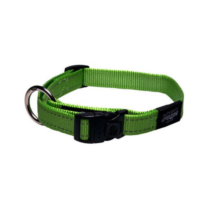 Rogz Utility Reflective Stitching Dog Collar Green Petz.ae