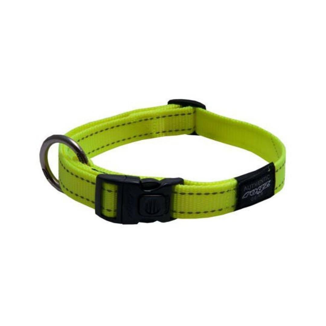 Rogz Utility Reflective Stitching Dog Collar Lime Petz.ae