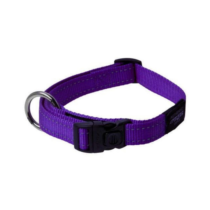 Rogz Utility Reflective Stitching Dog Collar Purple Petz.ae