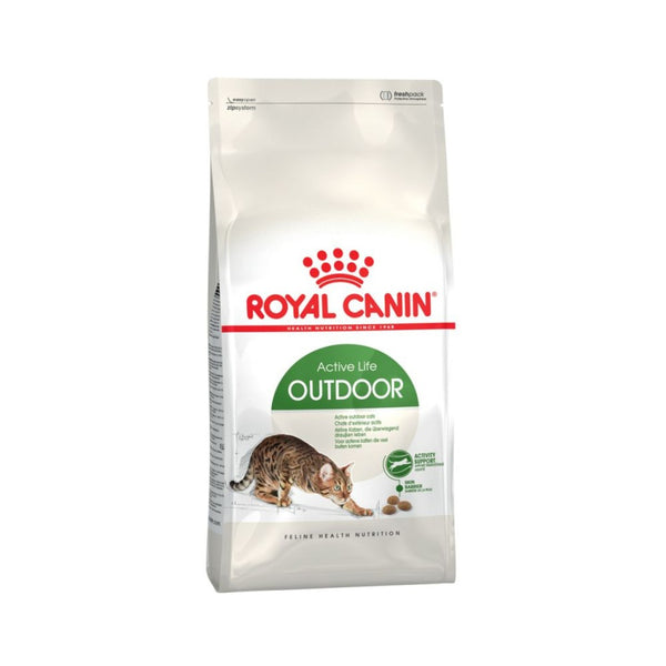 Royal Canin Active Life Outdoor Dry Cat Food - 2kg pack. Front Bag