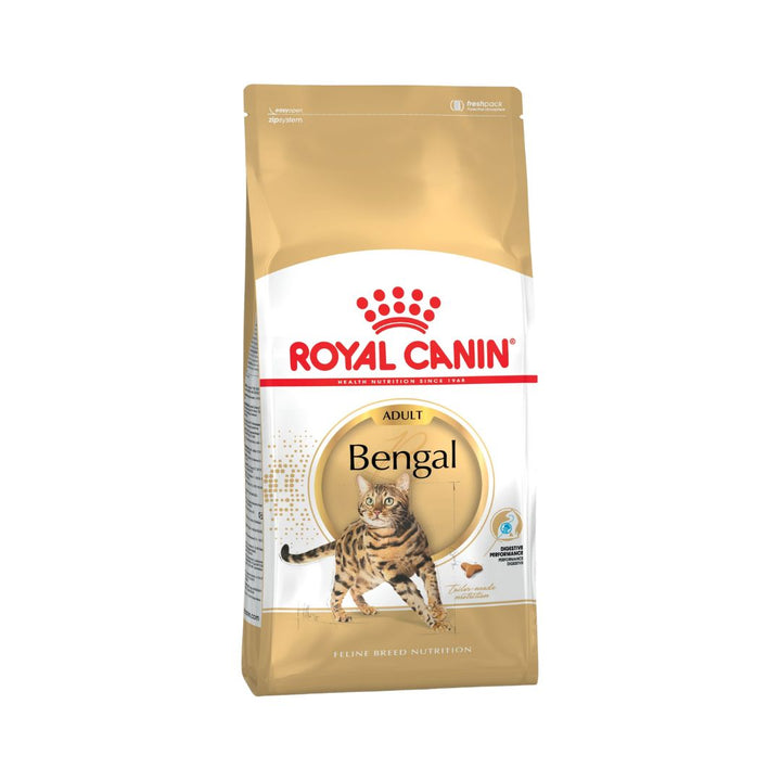 Indulge your Bengal's majestic allure with Royal Canin Bengal Adult Cat Dry Food, a meticulously crafted and complete feed designed for Bengal cats over 12 months old.