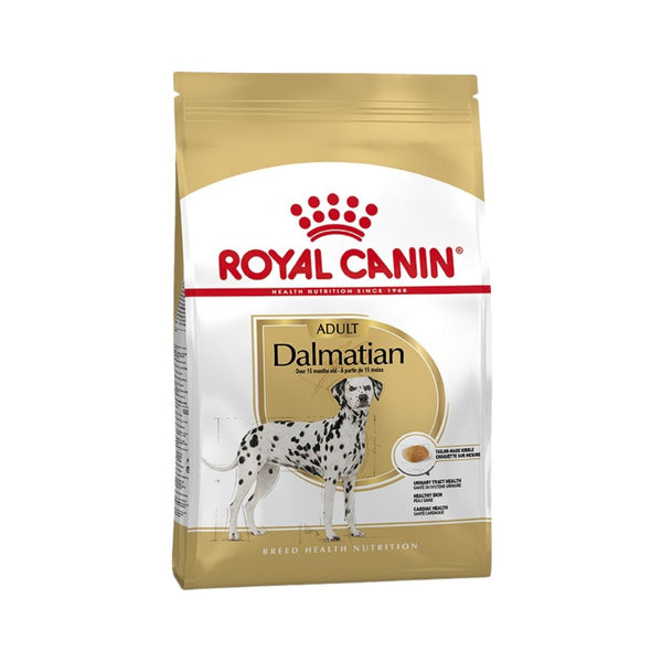 Royal Canin Dalmatian Adult Dog Dry Food, 12kg pack. Front Bag.