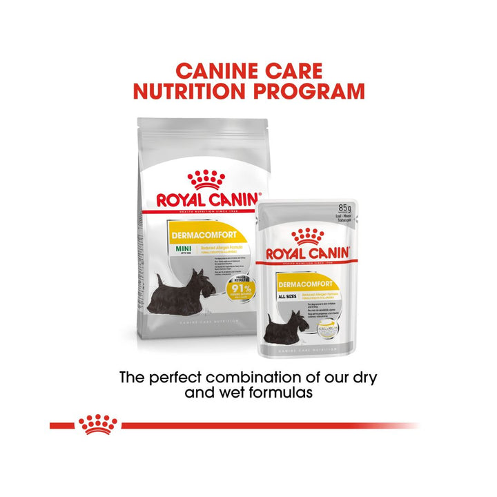 Royal Canin Dermacomfort Dog Wet Food Complete feed for adult dogs over 10 months old, For dogs prone to skin irritation and itching 7.