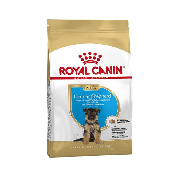 Royal Canin German Shepherd Premium dry puppy food is formulated specifically to support the growth and development of German Shepherd puppies.