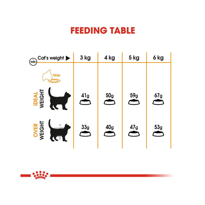 Royal Canin Hair & Skin Dry Cat Food - Feeding guide 