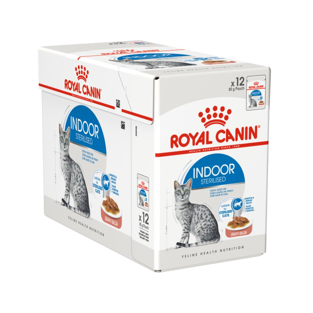 Royal Canin Indoor Sterilised Gravy Cat Wet Food: Balanced nutrition for indoor cats.full box 