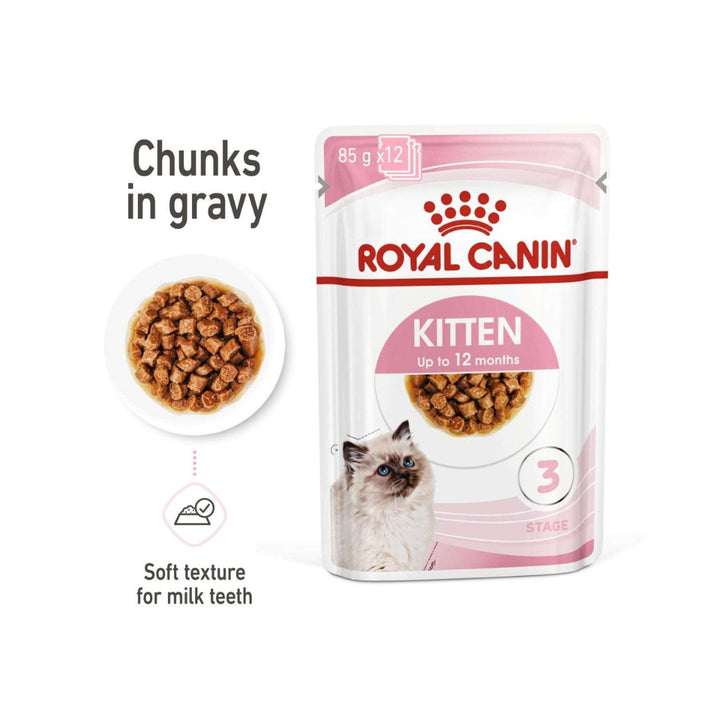 Royal Canin Kitten Gravy Wet Food Complete feed for 3rd age kittens up to 12 months old (thin slices in gravy) 2.