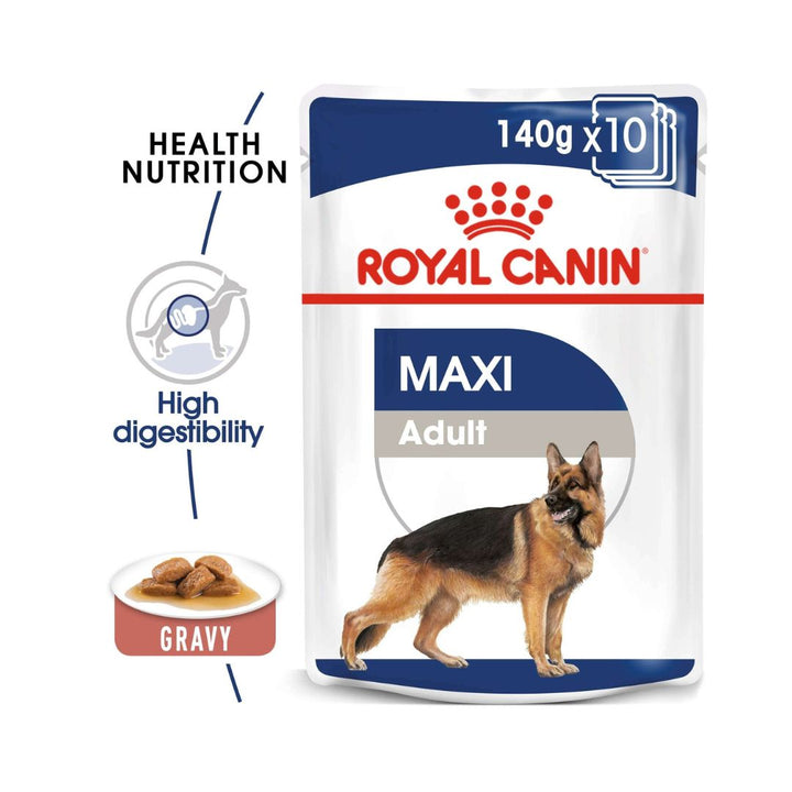 Royal Canin Maxi Adult Dog Gravy Wet Food - Wet food in gravy for large adult dogs. Food Nutritions 