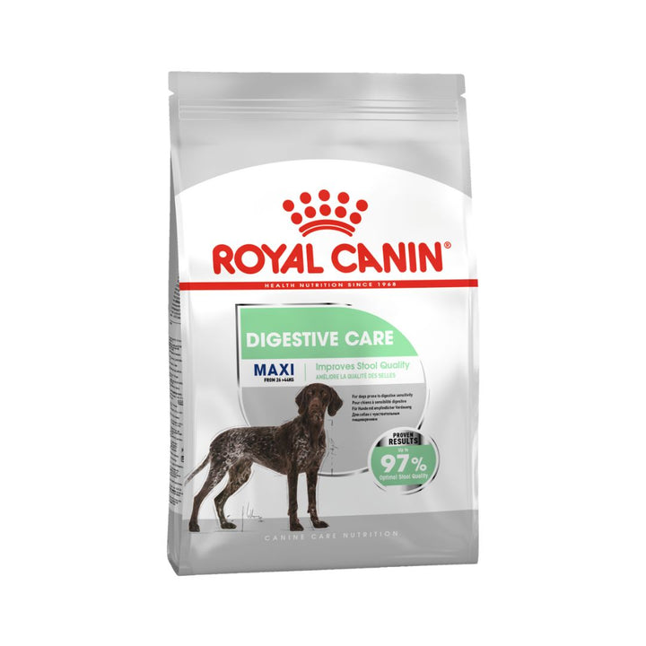 Choose ROYAL CANIN® Maxi Digestive Care Dog Dry Food to provide your dog with a supportive and easily digestible diet, addressing digestive sensitivity and promoting overall digestive health.