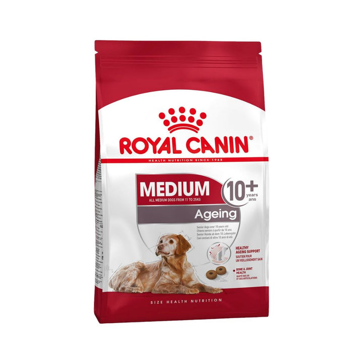 Royal Canin Medium Ageing 10+ Dog Dry Food For senior medium breed dogs 11 to 25 kg over 10 years old.