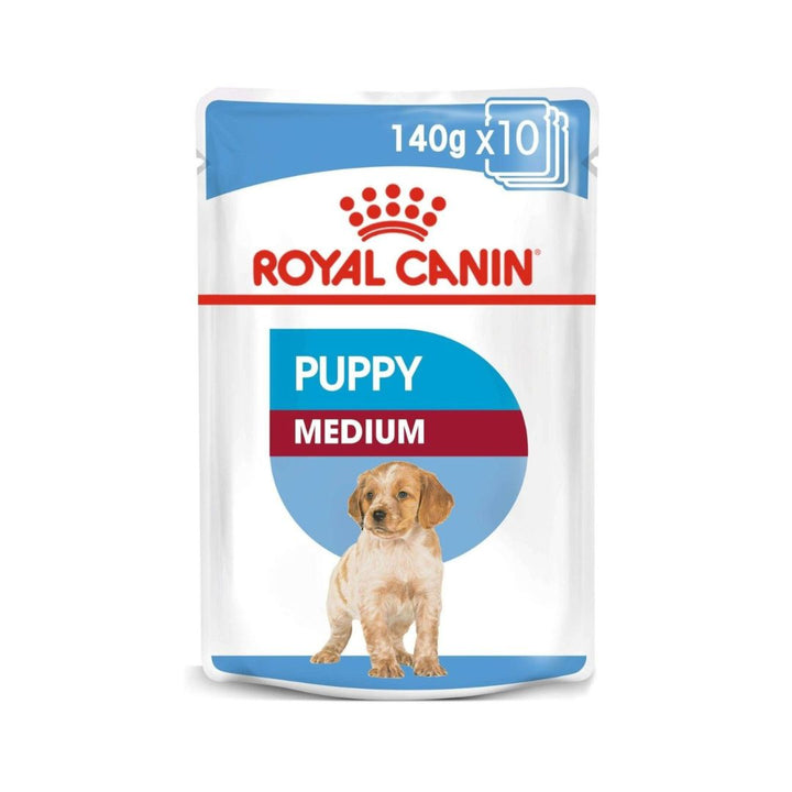 Choose ROYAL CANIN® Medium Puppy Gravy Wet Food for a delightful and nutritionally complete solution to support your medium-sized puppy's healthy growth and development.