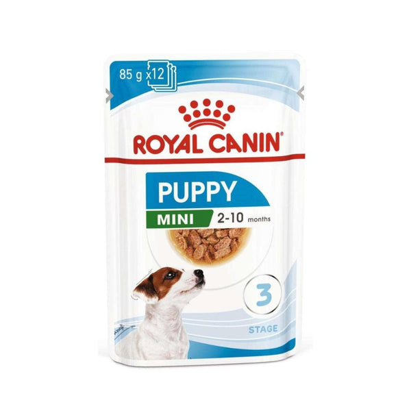 ROYAL CANIN® Mini Puppy in Gravy offers a balanced and delicious wet food option, perfect for mixed feeding with the ROYAL CANIN® Mini Puppy dry kibble diet. It's designed to provide optimal nutrition for your small-breed puppy's early months.