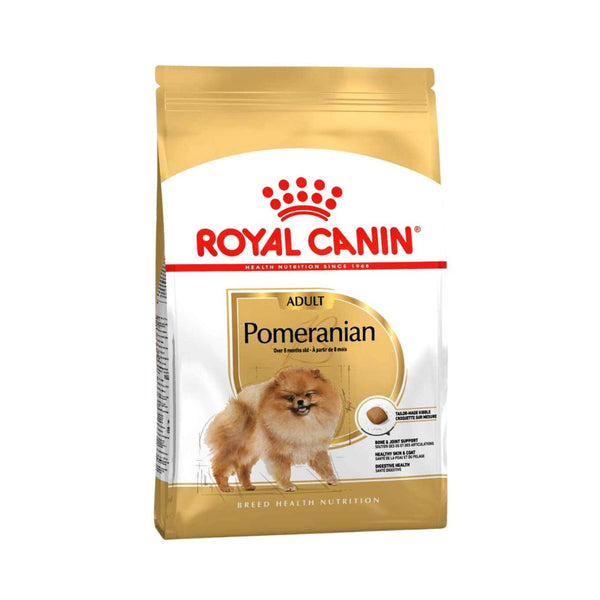 Keep your Pomeranian companion thriving with ROYAL CANIN® Pomeranian Adult Dog Dry Food, specially crafted for adult and mature Pomeranians aged eight months and up.