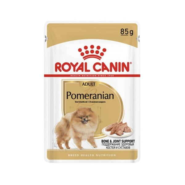 Elevate mealtime for your Pomeranian with the tailored nutrition of Royal Canin Pomeranian Adult Loaf in Sauce. This delectable choice supports their well-being and satisfies their discerning taste buds.