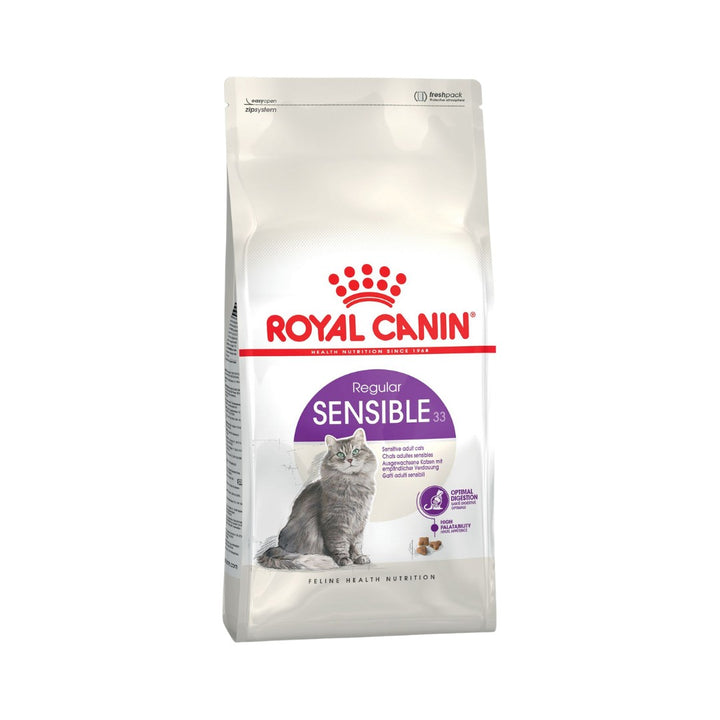 Ensure your adult feline friend enjoys every meal with Royal Canin Sensible 33 Dry Cat Food, crafted explicitly for cats aged 1-7 years with digestive sensitivity to certain types of food.