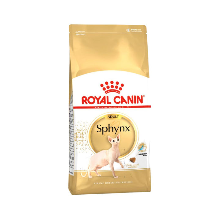 Pamper your regal Sphynx companion with the specialized care of ROYAL CANIN® Sphynx Adult Cat Dry Food, meticulously crafted to meet the unique needs of Sphynx cats over 12 months old.