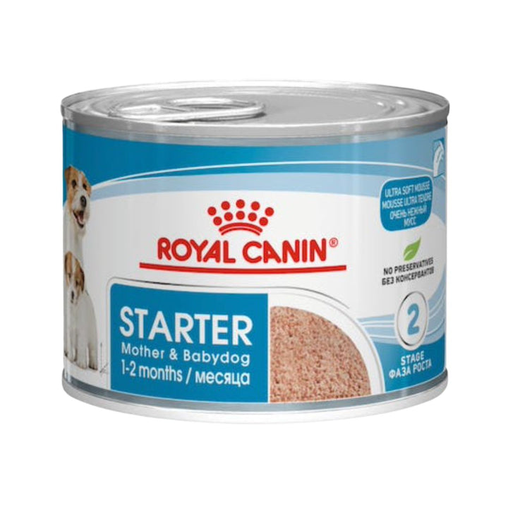 Give your expectant mother and weaning puppies the finest start with ROYAL CANIN® Starter Mousse Mother & Babydog, an expertly crafted, ultra-soft mousse-textured diet tailored to the distinct nutritional needs of pregnant or lactating mothers and puppies up to 2 months old.