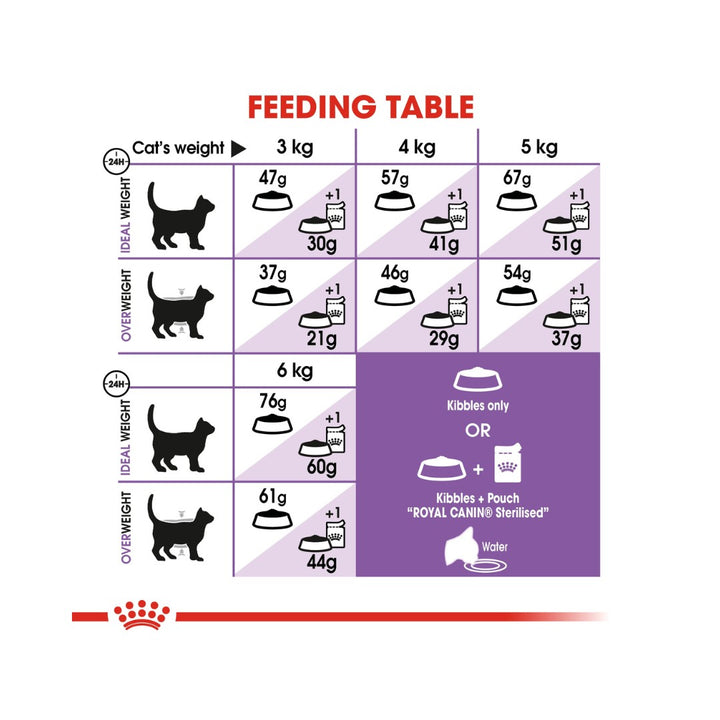 Royal Canin Sterilised 37 Dry Cat Food - Feeding Guide 