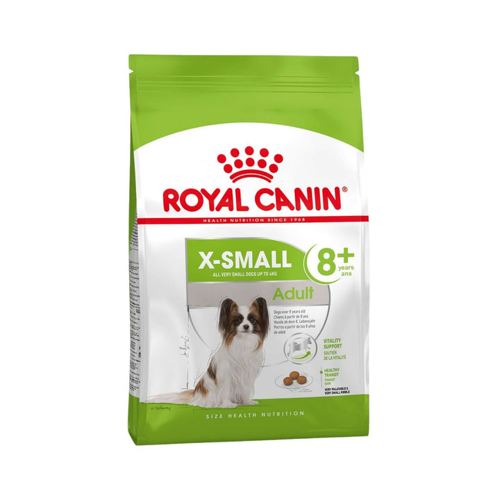Elevate the nutrition of your tiny senior companion with Royal Canin X-Small Adult 8+ Dog Dry Food, providing targeted support for their unique needs in their golden years.