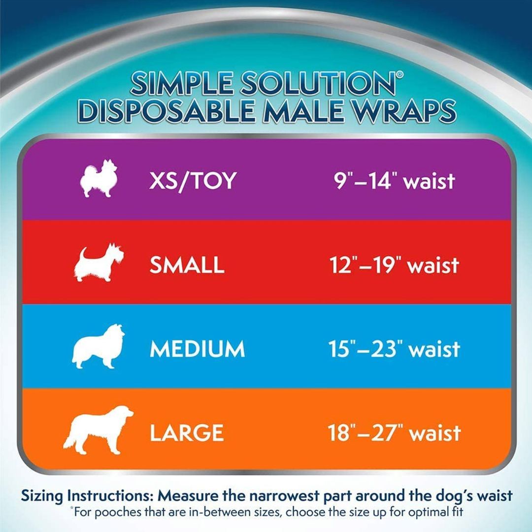 Simple Solution Disposable Male Wraps will protect your home from pee and restore peace of mind for you and your male dog.