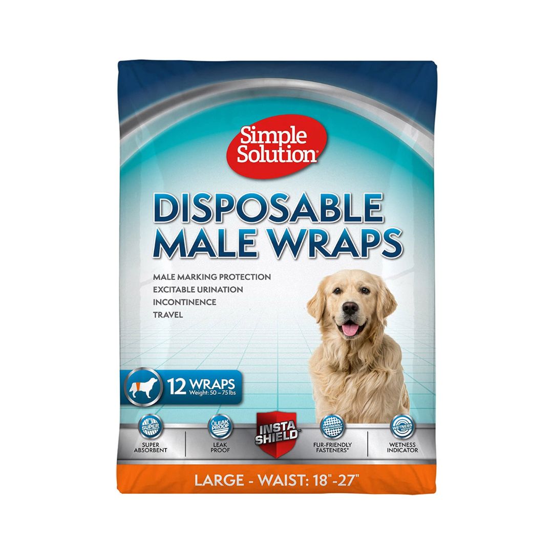 Simple Solution Disposable Male Wraps will protect your home from pee and restore peace of mind for you and your male dog.
