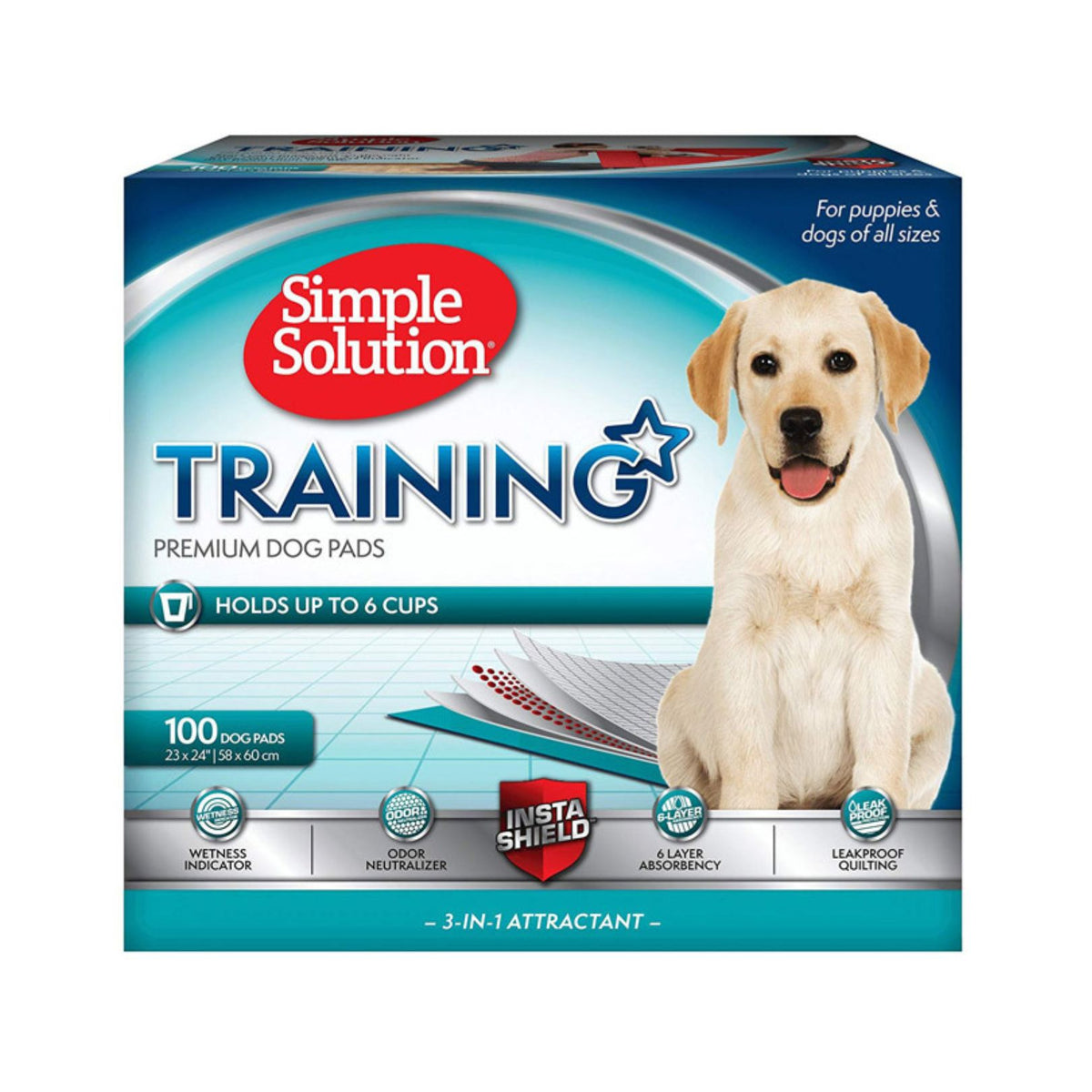 Simple Solution Premium Dog and Puppy Training Pads, Pack of 100 - 23 x 24 Petz.ae