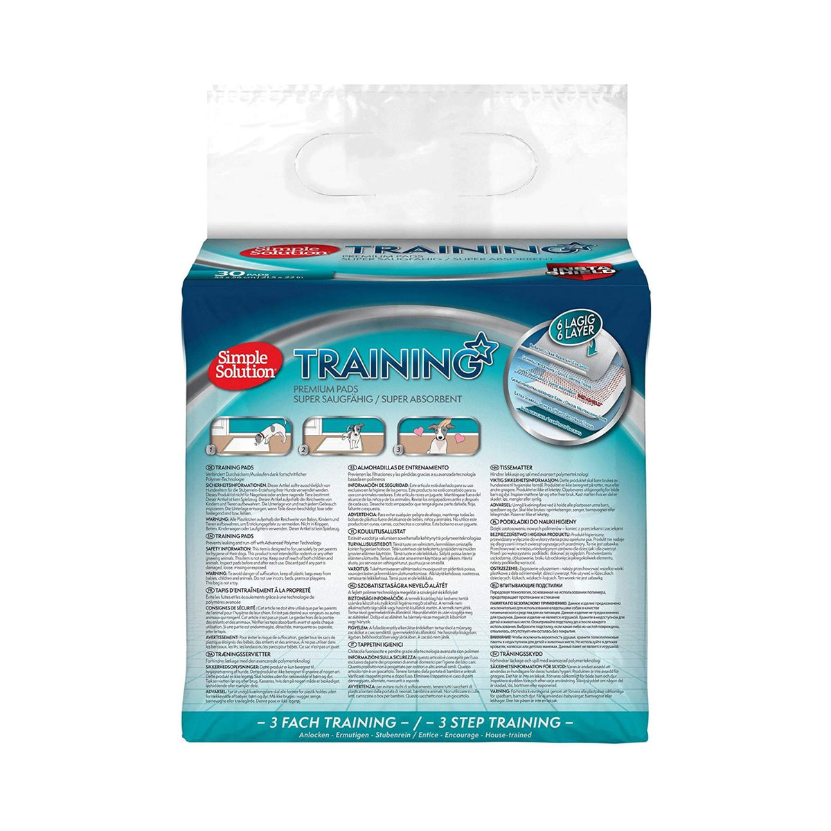 Simple Solution Premium Dog and Puppy Training Pads, Pack of 30 - 55 x 56cm Petz.ae