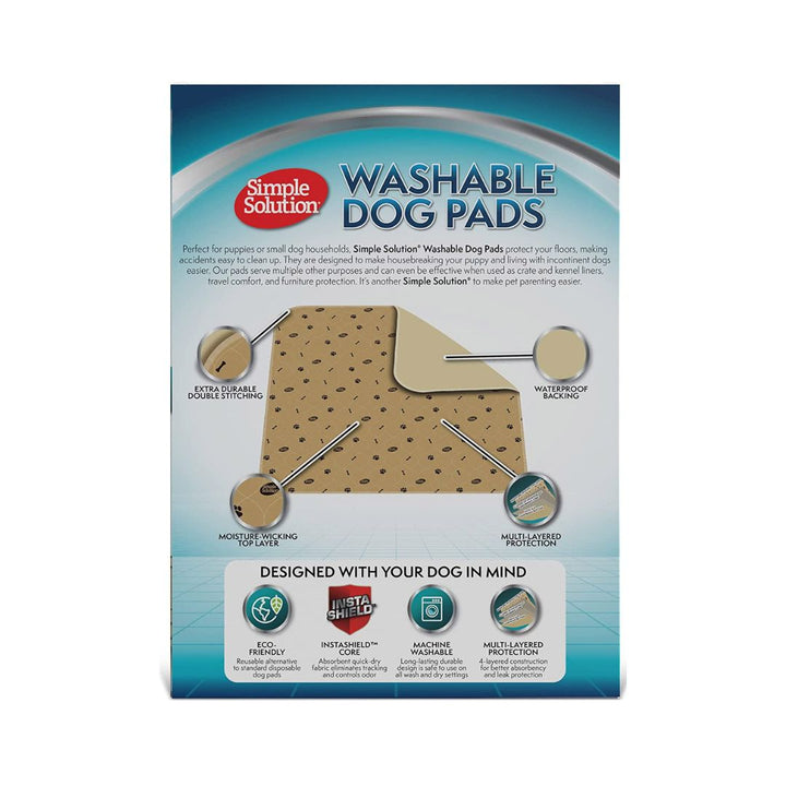 Perfect for puppies or dog households, Simple Solution Washable Dog Pads protect your floors, making accidents easy to clean up. 
