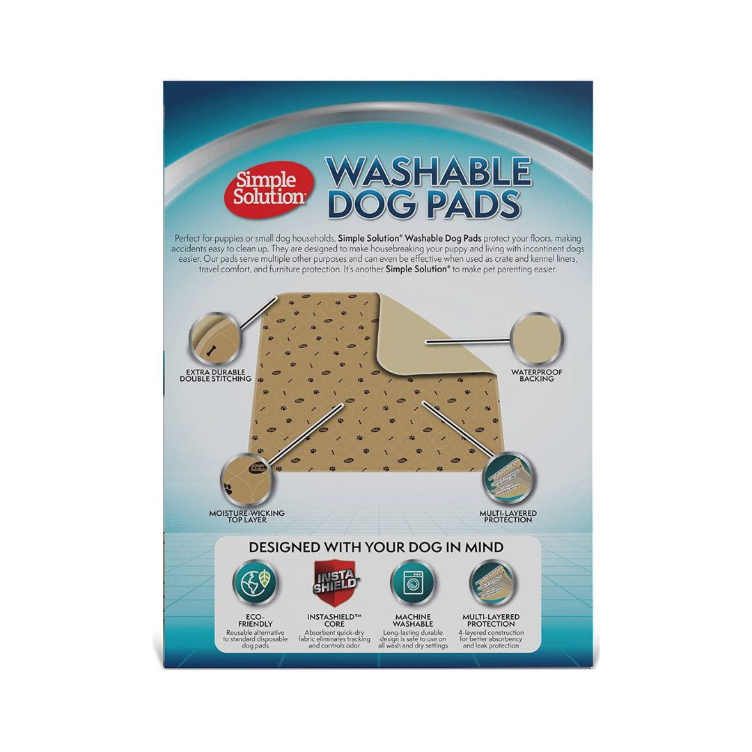 Perfect for puppies or dog households, Simple Solution Washable Dog Pads protect your floors, making accidents easy to clean up. 