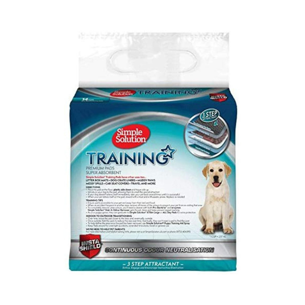 Simple Solution Premium Dog and Puppy Training Pads, Pack of 14 - 55 x 56cm Petz.ae