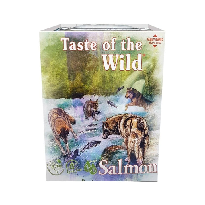 Elevate your dog's dining experience with Taste of the Wild Salmon and Herring with Fruit and Vegetables, a complete pet food for adult dogs. 