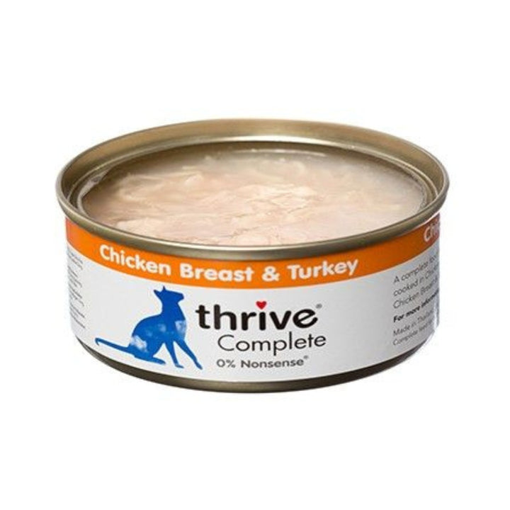 Thrive Complete Chicken Breast & Turkey Cat Wet Food is cooked in a chicken & turkey broth with vitamins and minerals to give your cat a balanced meal 2.