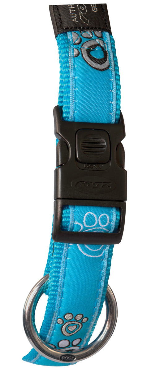 Rogz Turquoise Paw Dog Collar