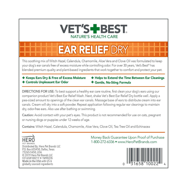 Vet's Best Ear Relief Dry For Dogs 4oz Petz.ae Dubai