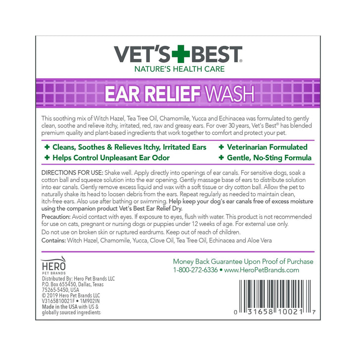 Vet's Best Ear Relief Wash for Dogs 4oz Petz.ae Dubai