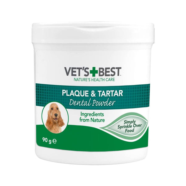 Vet’s Best Advanced Dental Powder for Dogs contains a natural blend of brown seaweed and spirulina to support teeth cleaning and keep teeth clean and fresh.