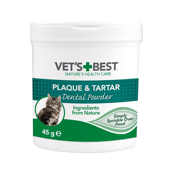 Vet’s Best Advanced Dental Powder for Cats Contains seaweed extract which helps maintain clean teeth and fresh breath.