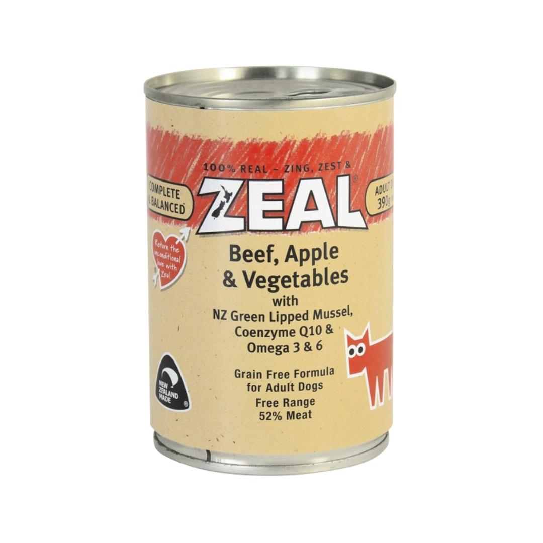 Zeal Beef, Apple and Vegetables Dog Wet Food - front packaging