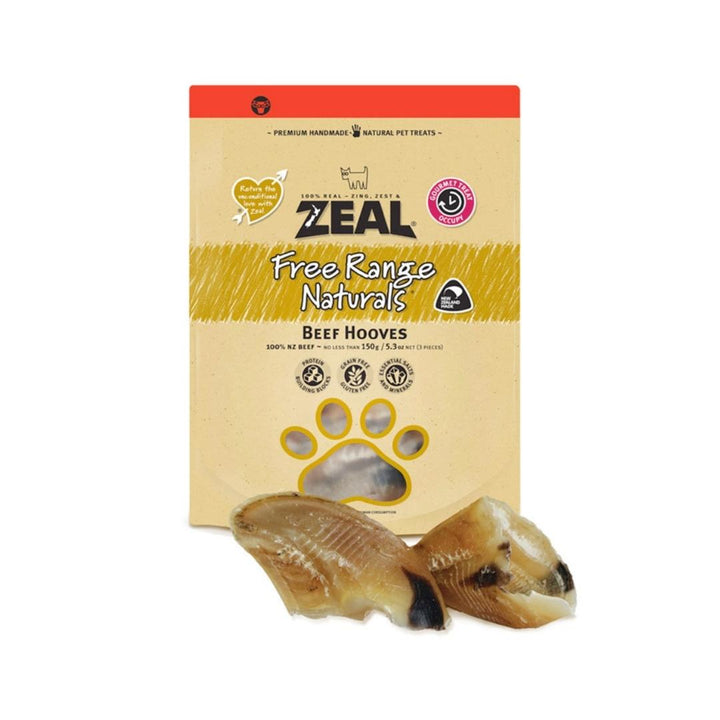 Zeal Beef Hooves Dog Treats 125g A durable chew that will entertain your dog for a long time! No mess, no fat, no oil, just pure goodness, and fun.