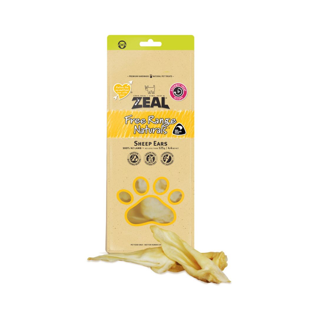 Zeal Sheep Ears Dog Treats 125g - front packaging