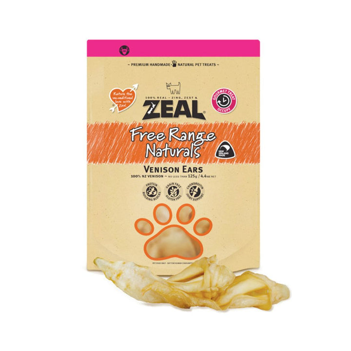 Zeal Venison Ears Dog Treats Long-lasting chew with natural chondroitin. Regular chewing helps prevent plaque and tartar build-up of natural dental floss.