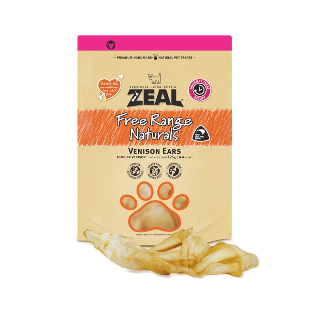 Zeal Venison Ears Dog Treats - front packaging