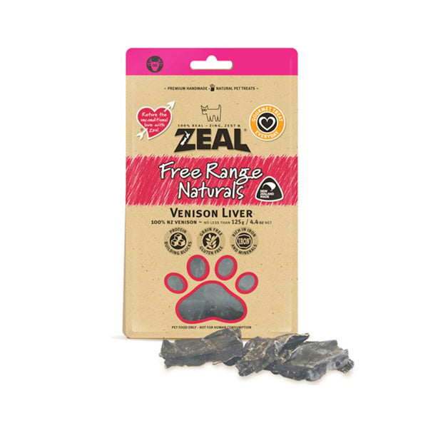 Zeal Venison Liver Dog Treats High in iron, the liver is the ingredient all dogs crave! An excellent training aid.