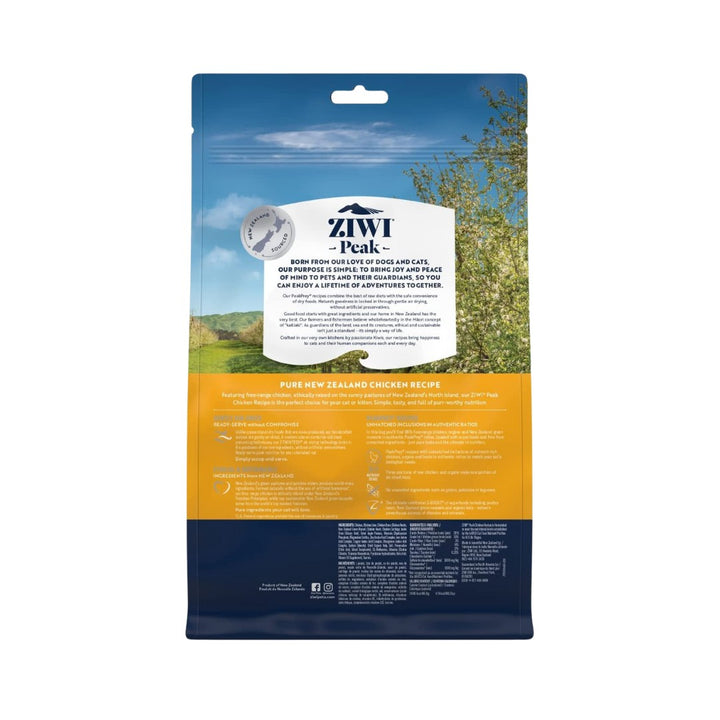ZIWI® Peak free-range chickens Cat Dry Food are ethically raised with room to explore and access to forage New Zealand’s lush pastures Back.