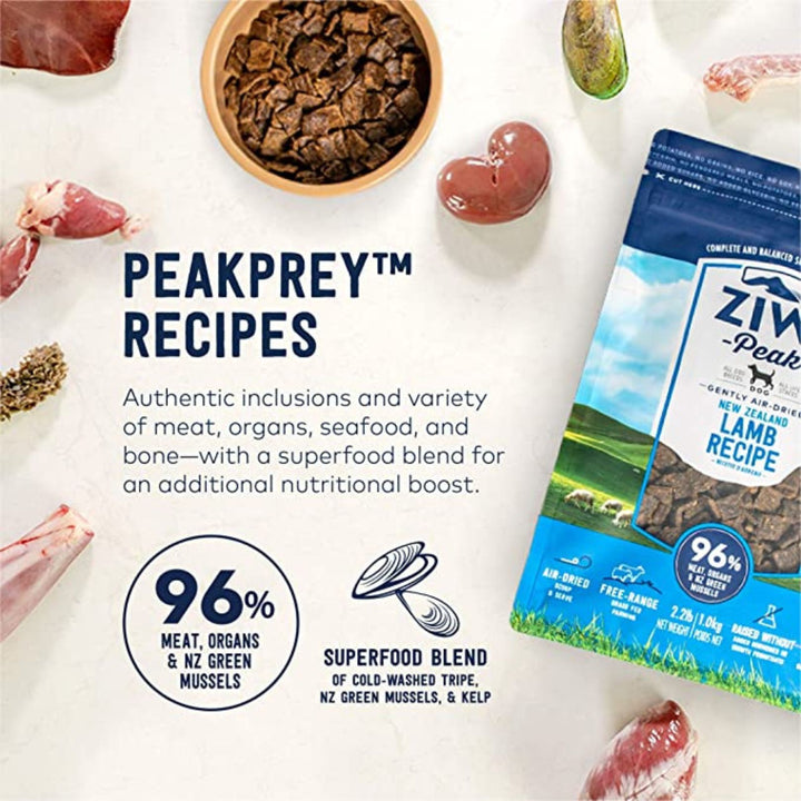 ZIWI® Peak Air-Dried Lamb Recipe for Dogs Peak Nutrition For All Life Stages Pure and straightforward, ZIWI® Peak Lamb is a single protein food perfectly crafted for dogs of all breeds and life stages, especially those with food sensitivities 4.