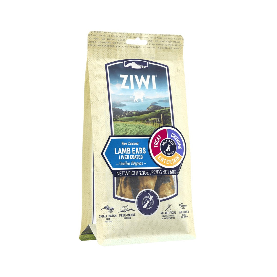 Ziwi Peak Lamb Ears Liver Coated Dog Treats Inspired by the dog's natural diet, by slow and gentle air-drying without added artificial preservatives or flavors.
