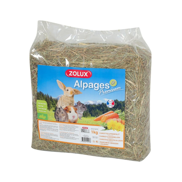 Zolux Premium Alpine Hay With Mint & Chamomile. First, cut hay dried in fields, Harvested in the Alps. Made in France.